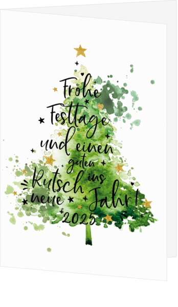 Weihnachtskarte - Typografischer Aquarell-Weihnachtsbaum