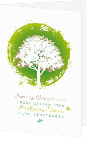 Weihnachtskarte - Grüner Kreis mit Baum