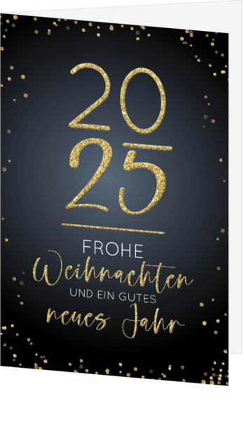 Weihnachtskarte - Goldenes Jahr mit Konfetti