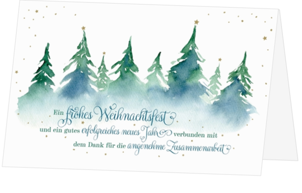 Weihnachtskarte - Aquarelllandschaft