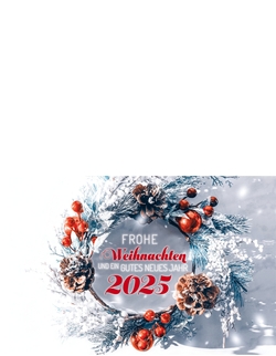 Weihnachtskarte   Weihnachtskranz im Schnee Rückseite/Vorderseite