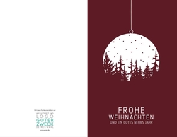 Weihnachtskarte   Weihnachtskugel mit Baumen Rückseite/Vorderseite