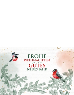 Weihnachtskarte   Aquarell mit Tannenzweigen Rückseite/Vorderseite