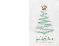 Weihnachtskarte   Weihnachtsbaum im Schnee Rückseite/Vorderseite