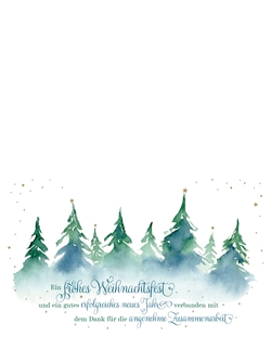 Weihnachtskarte   Aquarelllandschaft Rückseite/Vorderseite