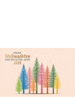 Weihnachtskarte   Bunte Bäume Rückseite/Vorderseite