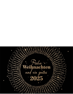 Weihnachtskarte   Kreis aus goldenen Punkten Rückseite/Vorderseite