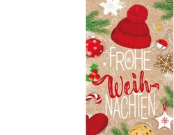 Weihnachtskarte   Gemütlicher Winter Rückseite/Vorderseite