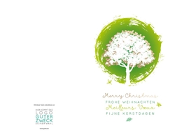 Weihnachtskarte   Grüner Kreis mit Baum Rückseite/Vorderseite